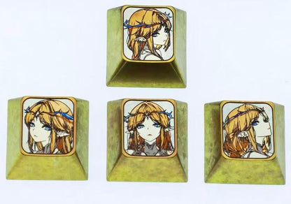 Wuthering Waves theme, titanium alloy personalized keycaps for directional key sets, game anime mechanical keyboard decorative keycaps.