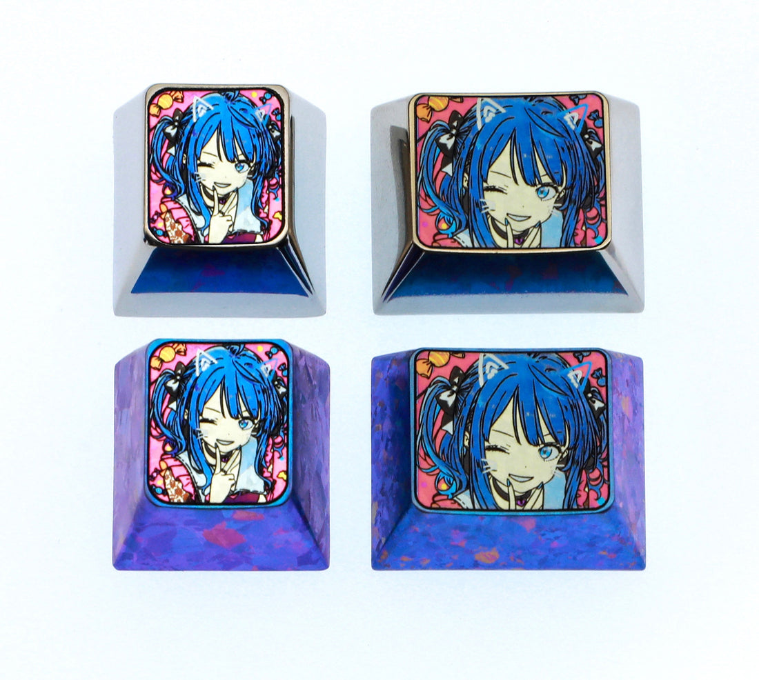 too many losing heroines! , 1U/1.25U titanium alloy personalized keycaps, metal carved anime peripheral products.