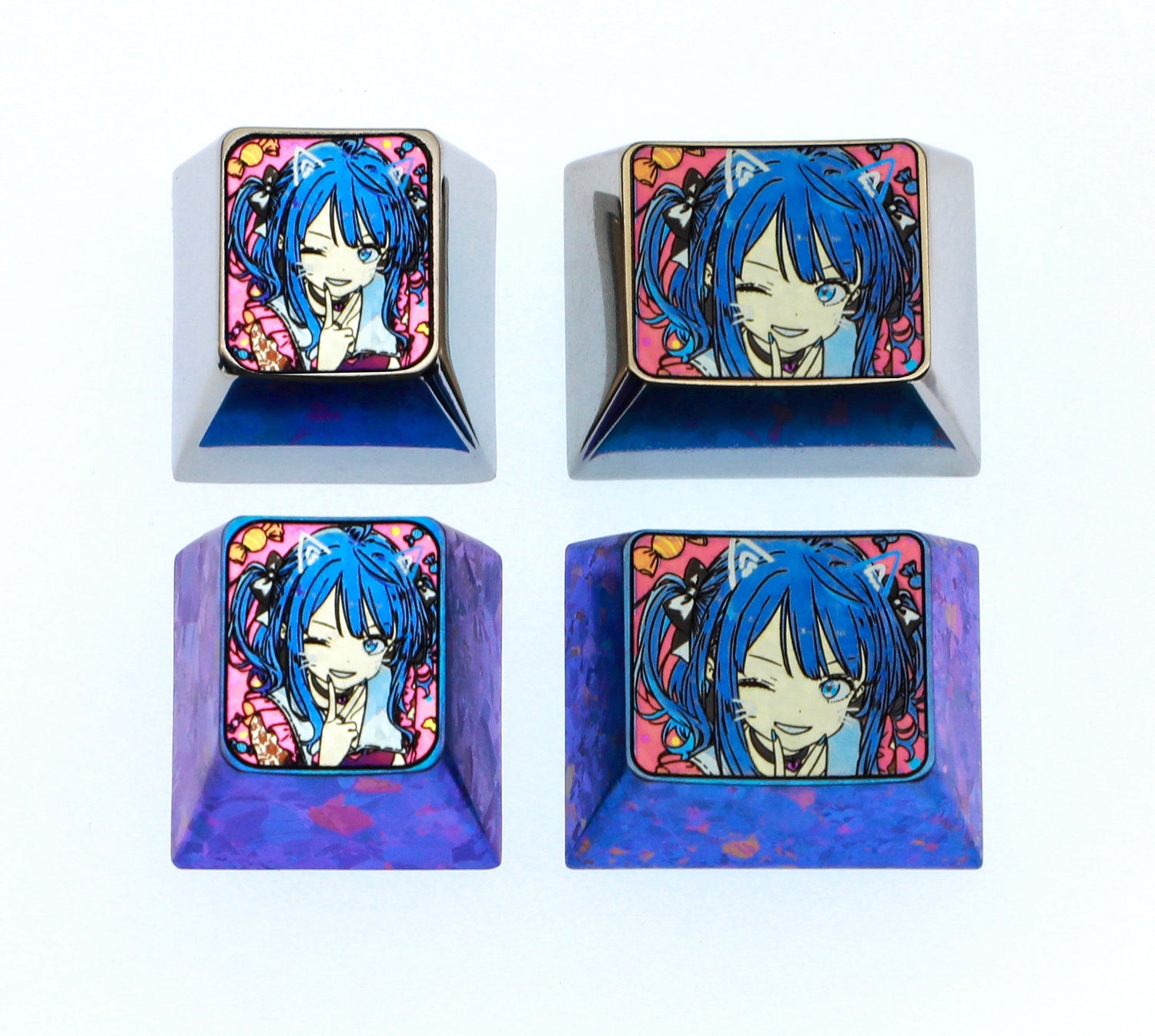 too many losing heroines! , 1U/1.25U titanium alloy personalized keycaps, metal carved anime peripheral products.