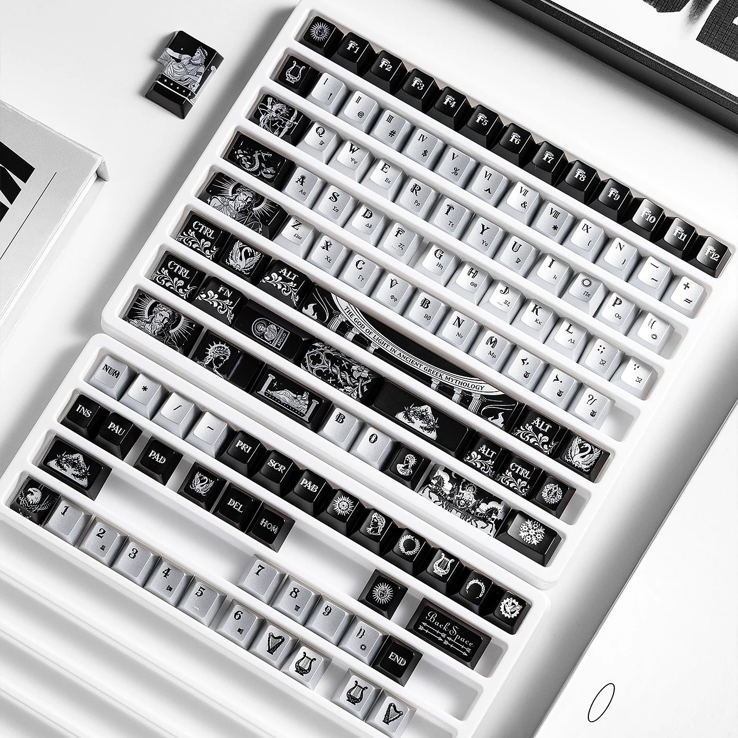 Apollo Sun God Theme theme design, custom set personalized keycap series，PBT material, Original factory height, compatible with 61/64/68/75/84/87/104 mechanical keyboard keycap set