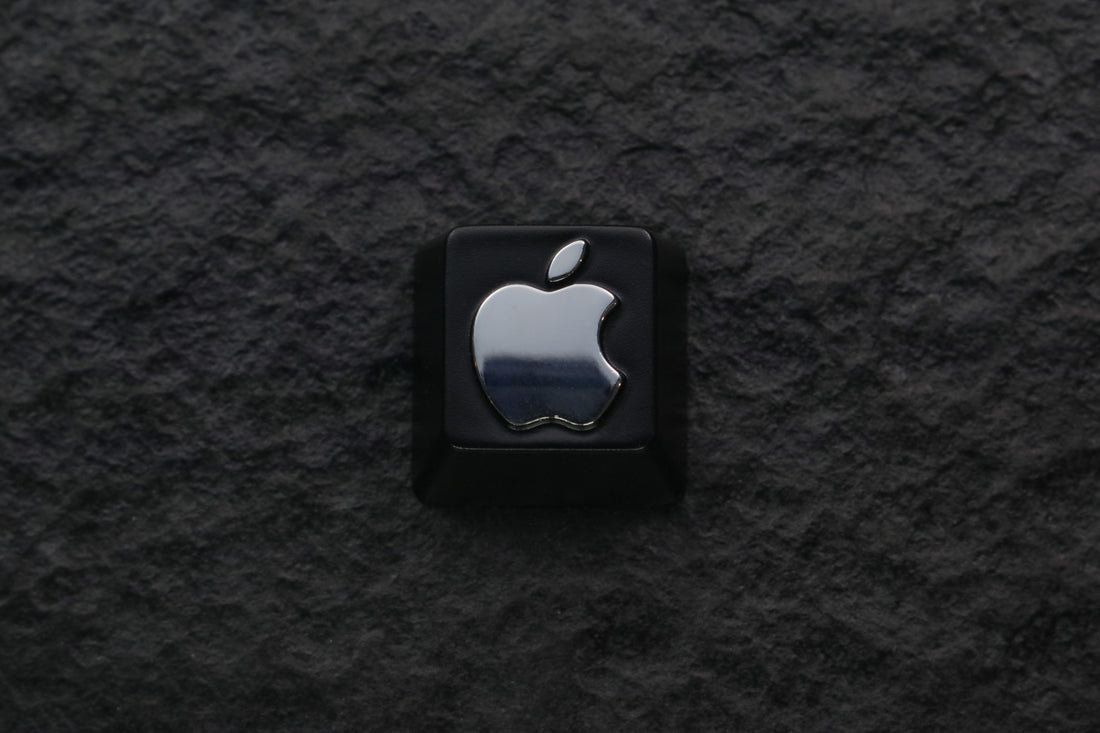 Apple Inc., logo metal CNC personalized keycap mechanical keyboard with zinc aluminum alloy metal personalized embossed keycap keys around the perimeter