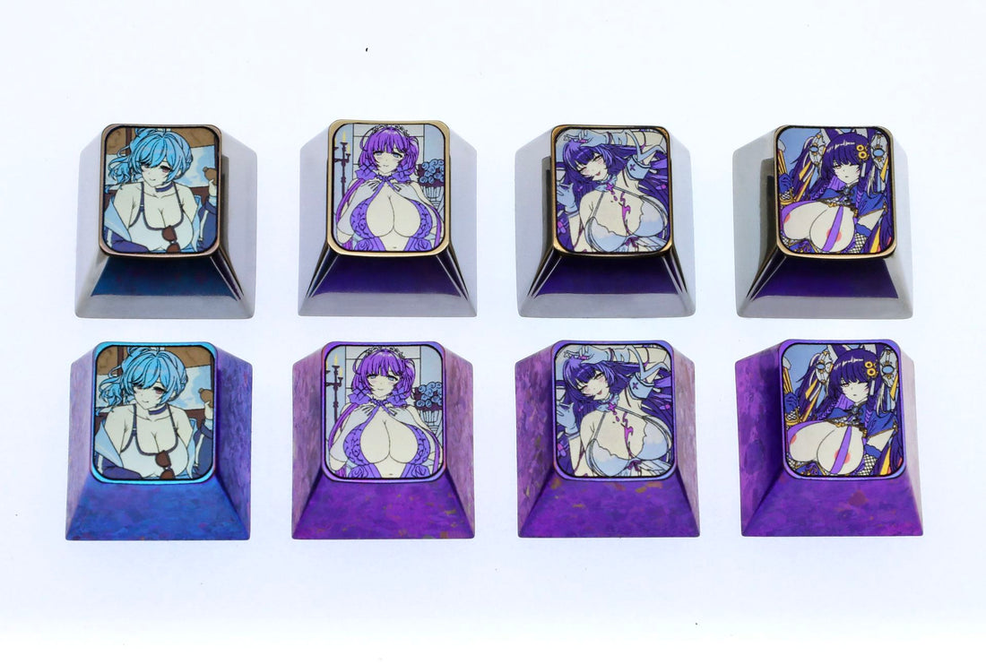 Azur Lane 1U Titanium Alloy Personalized Keycaps Anime Game Characters Metal Decorative Art Keycaps