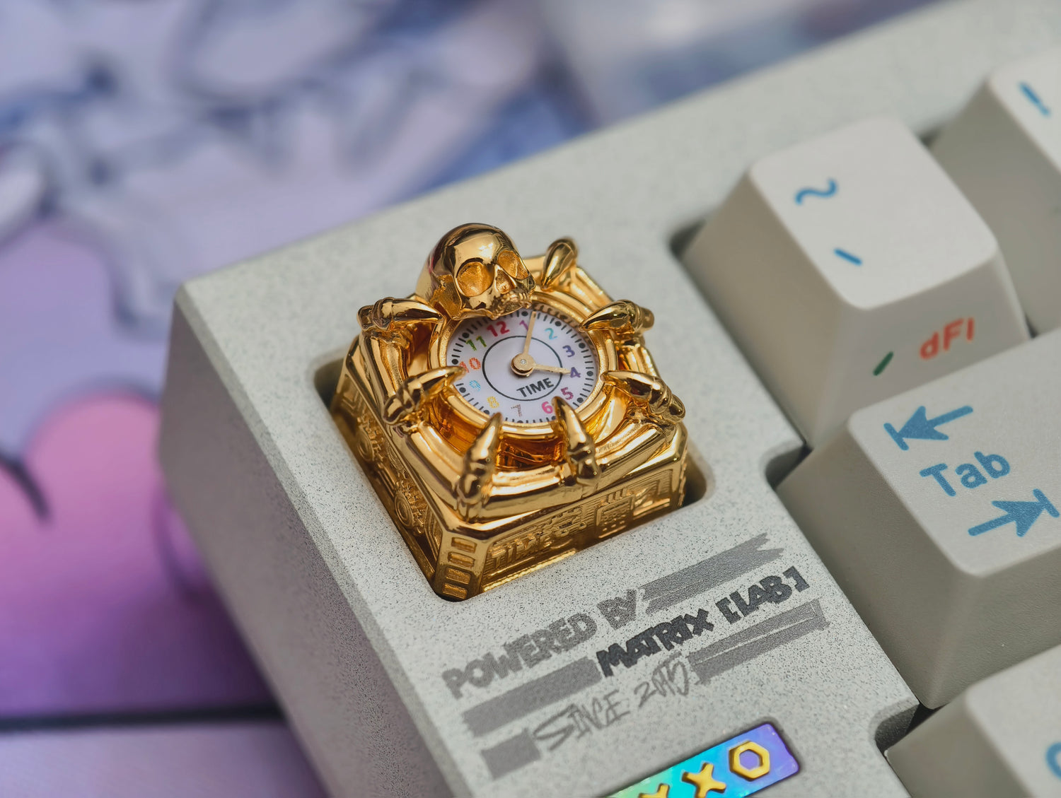 Time in Wonders， Pure silver material metal personalized keycap, quartz clock dial can work normally, creative art decoration keycap