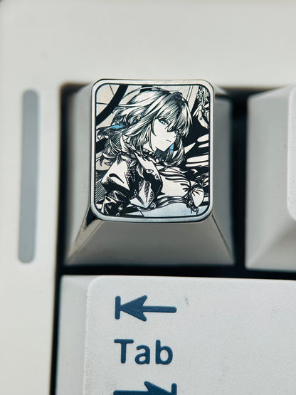 Wuthering Waves, GALBRENR, 1U precision carved titanium alloy personalized keycaps, anime and game creative metal carving custom decorative keycaps