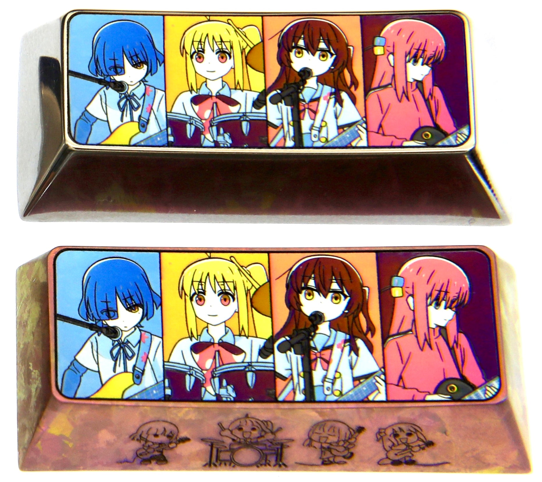 BOCCHI THE ROCK! ， Kessoku banndo, 2.25U titanium alloy personalized keycaps, metal carved keycaps for game anime characters