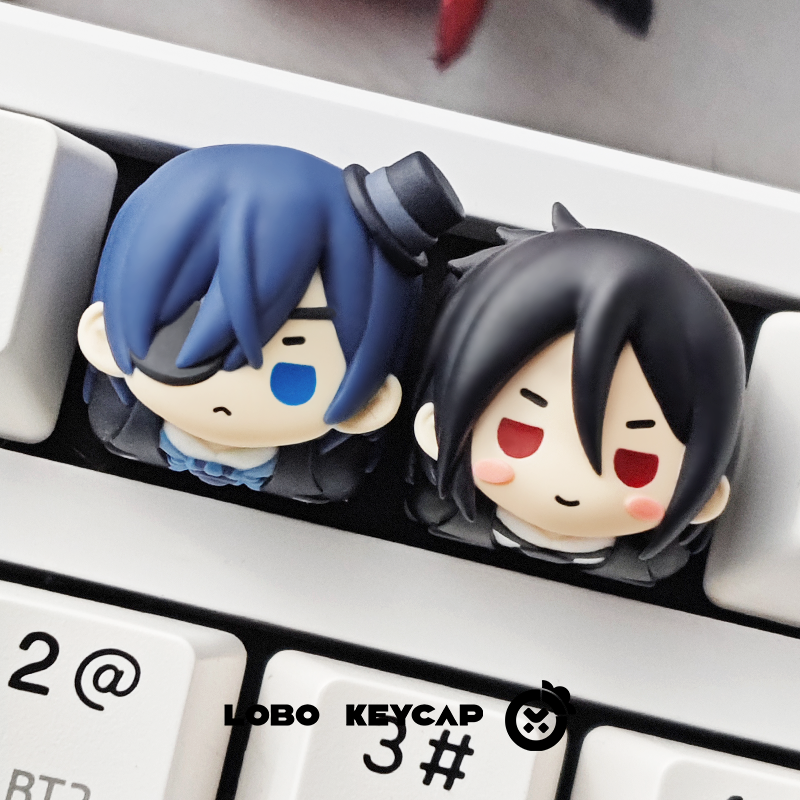 Black Butler, Multi colored resin molded personalized keycaps, mechanical keyboard decorative keycaps.