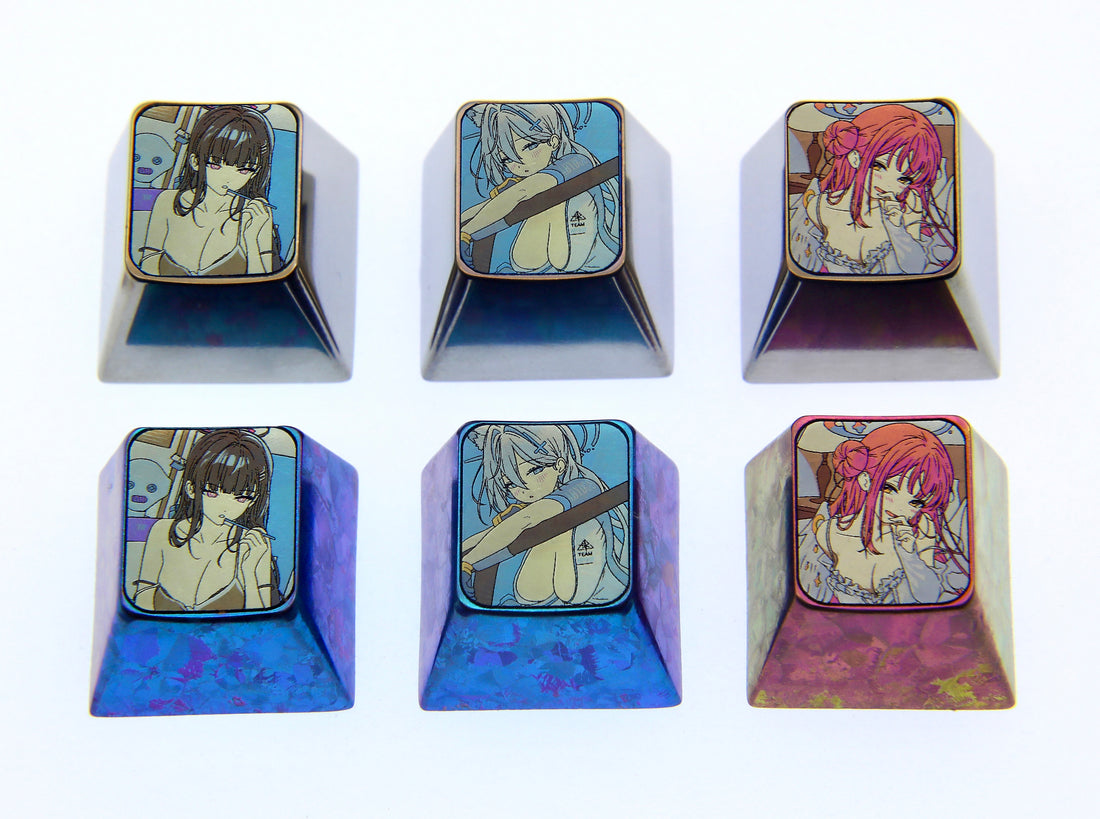 Blue Archive， Character 1U titanium alloy personalized keycaps, metal carved keycaps around anime and game characters