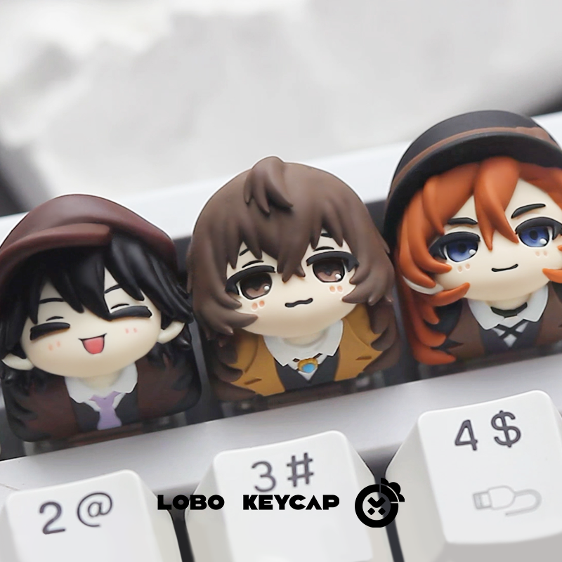 Bungo Stray Dogs multi-color resin molded personalized keycaps, metal keycaps around anime and game characters