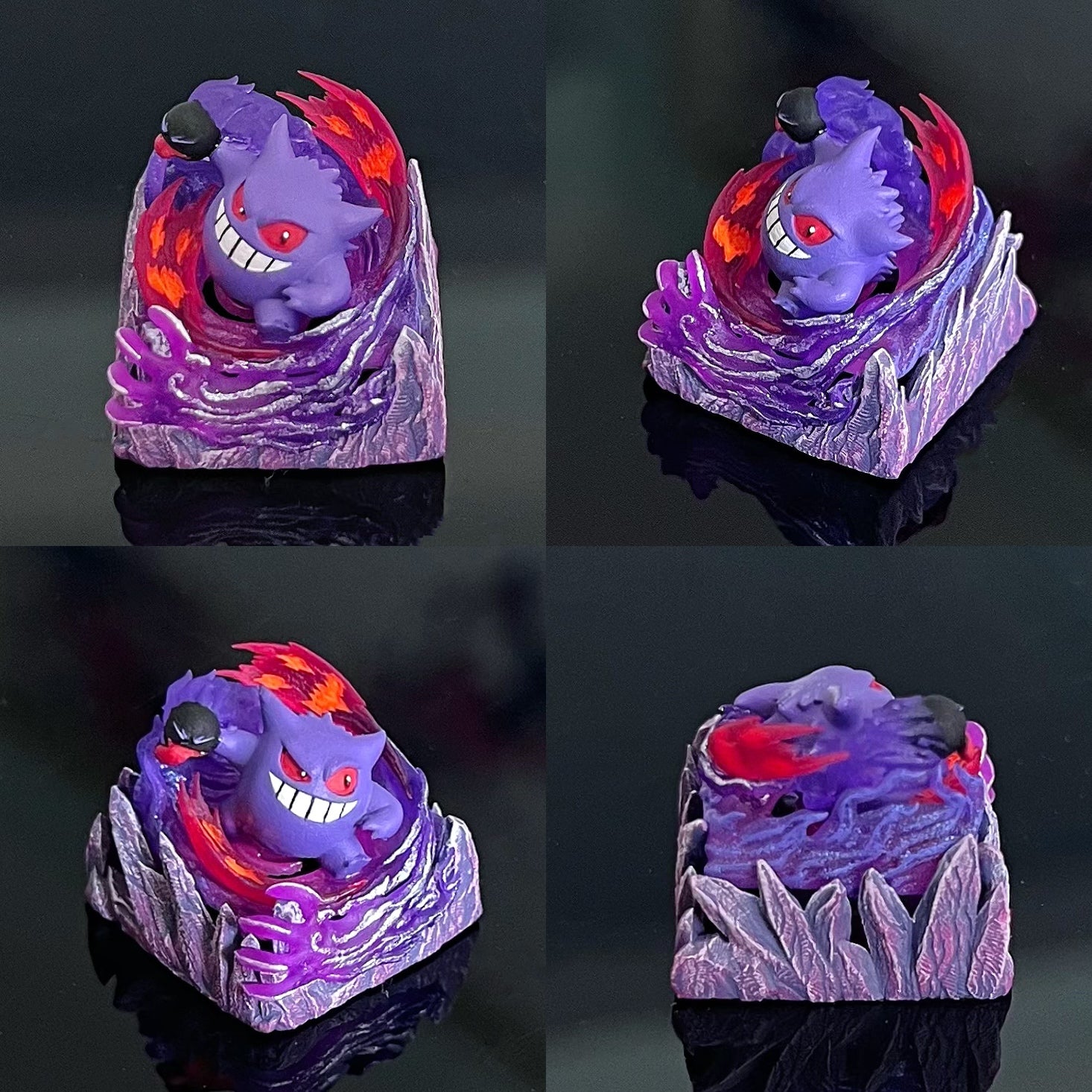 gengar， Three colors, 13 styles, Crystal drops of glue personalized keycaps, game anime art keycaps, decorative keycaps