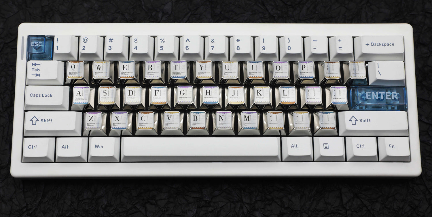 EVA theme, number area+letter area+character area, personalized design titanium alloy keycap set, anime and game culture creative peripheral decorative keycaps.