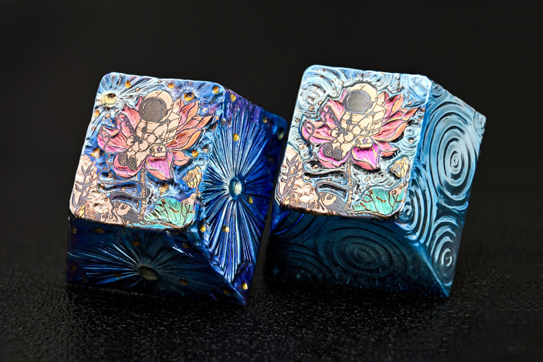 Original, astronaut 1U titanium alloy personalized keycap with hammer texture, space themed keycap