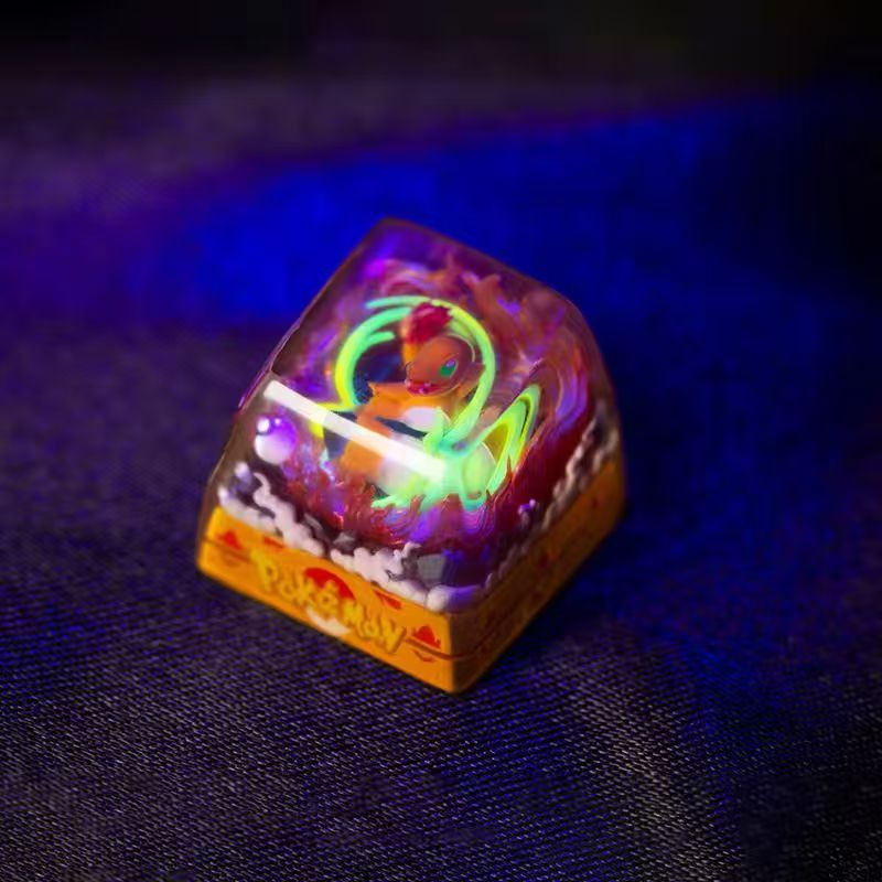 Pok é mon, Charmander, Crystal drops of glue series personalized keycaps, anime and game culture creative resin artisankeycaps.