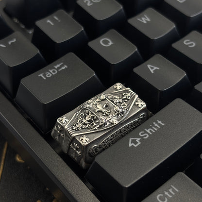 Chrome Hearts style, full keyboard key positions, 925 sterling silver custom trendy cultural keycaps, fashionable and personalized artistic decorative keycaps.