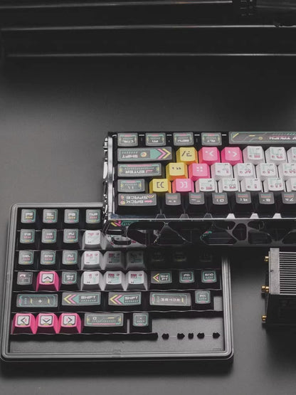 Cyber terminal theme creative design keycap set, original factory height 146 keys, five sided heat sublimation adaptation, mechanical magnetic axis keyboard, customized keycap