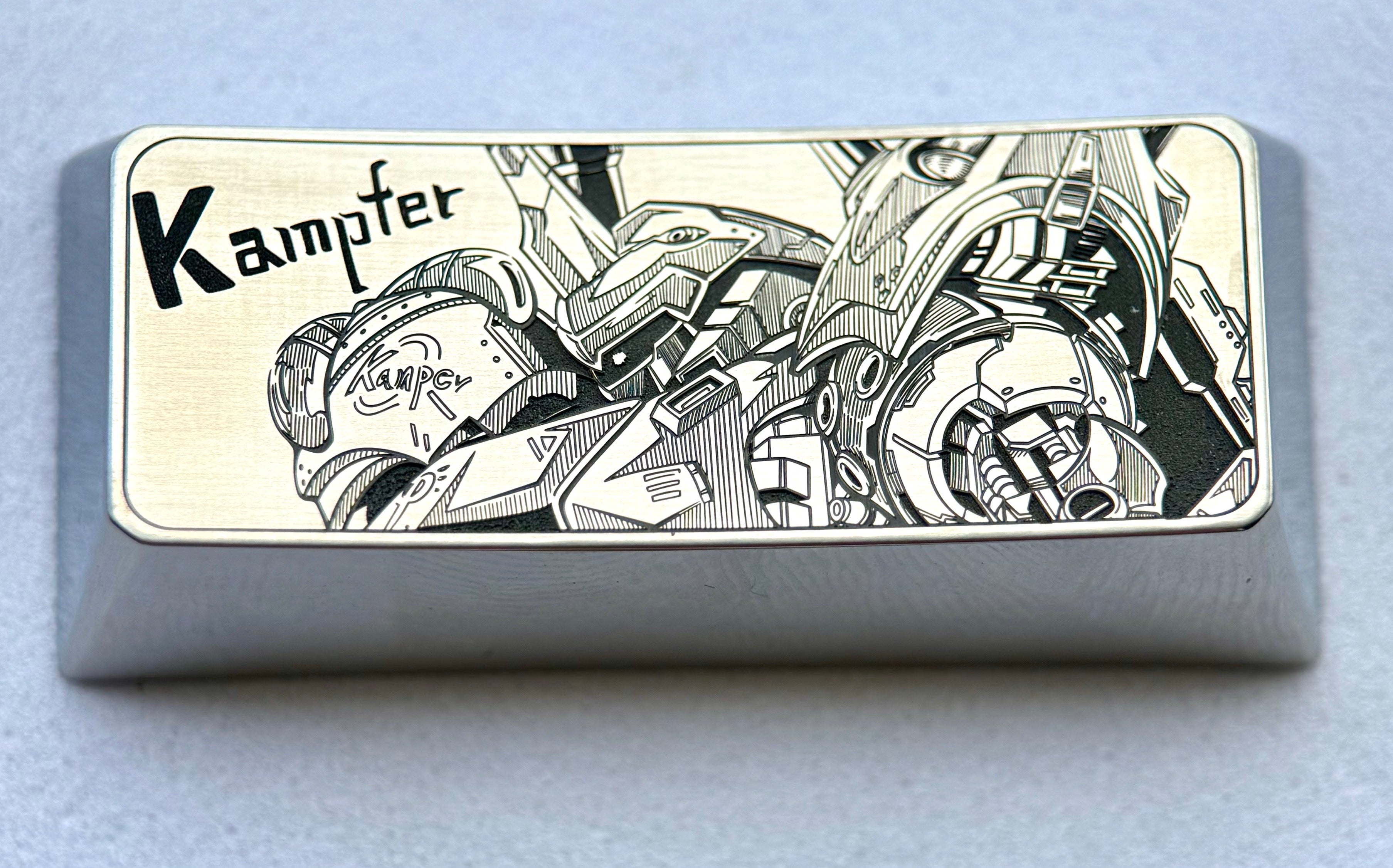 GUNDAM, 2.25U titanium alloy kampfer, metal carved decorative keycaps for anime and gaming peripherals.