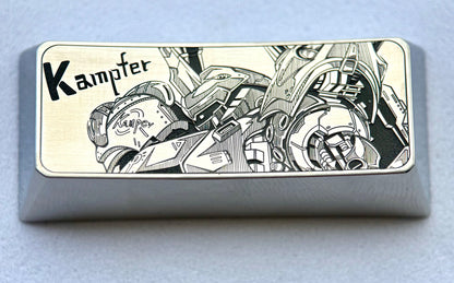 GUNDAM, 2.25U titanium alloy kampfer, metal carved decorative keycaps for anime and gaming peripherals.