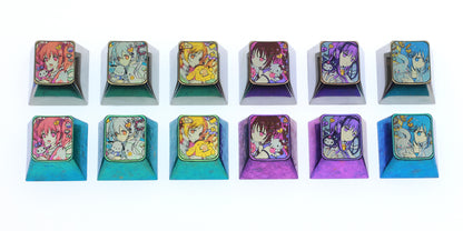 Puella Magi Madoka Magica, 6 unique 1U titanium alloy keycaps, metal carved keycaps around anime and game characters.