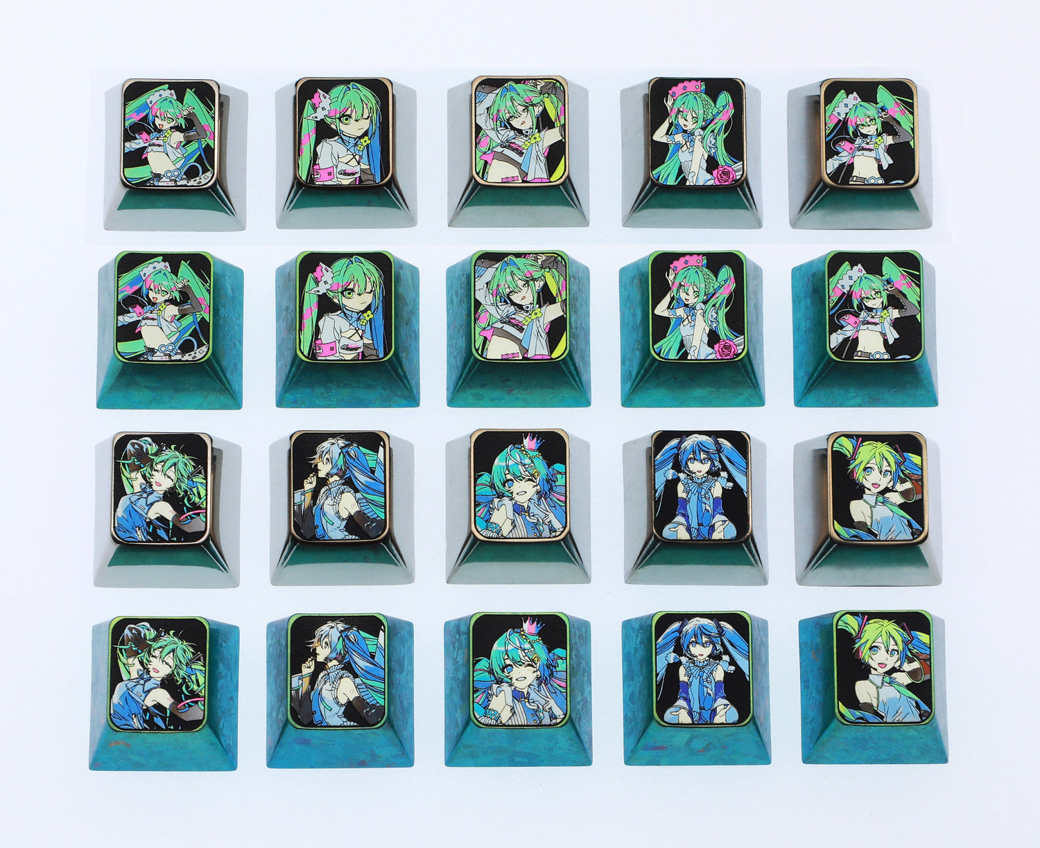 Hatsune Miku, 1U titanium alloy personalized keycap, animation game music culture creative decoration keycap, metal art keycap