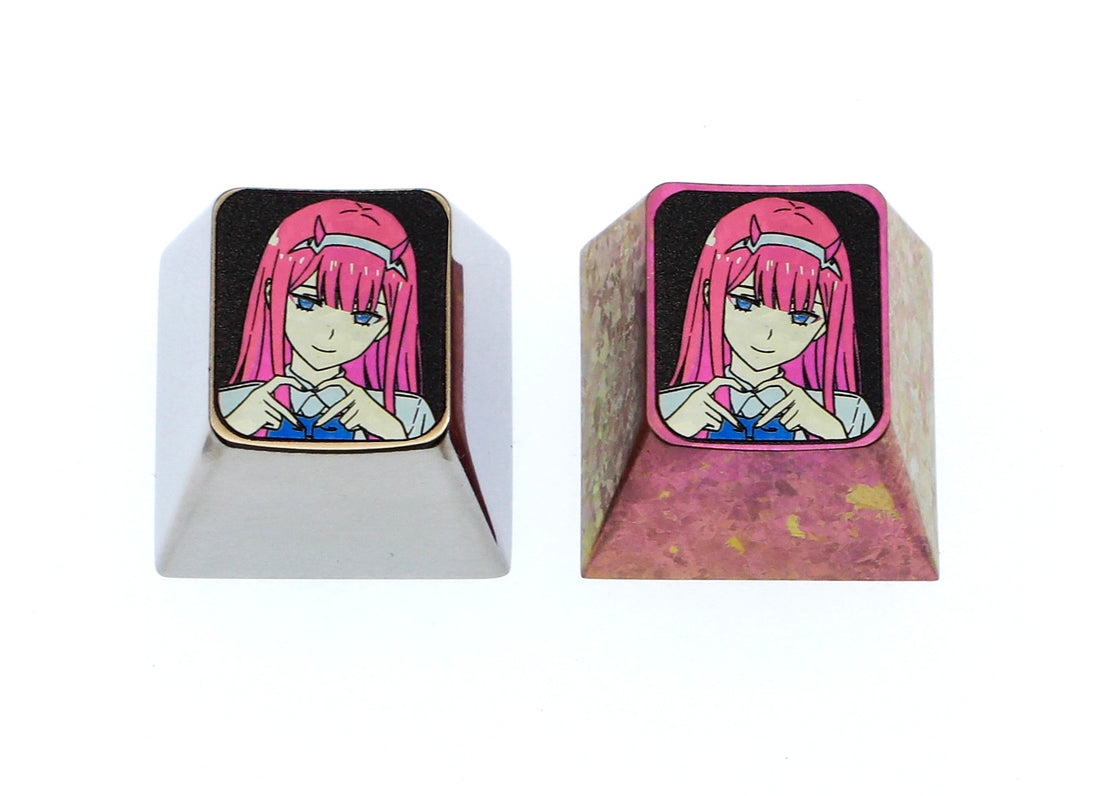 DARLING in the FRANXX ， 02 Shy Love Titanium Alloy 1U Personalized Keycap, Anime Game Peripheral Metal Creative Keycap