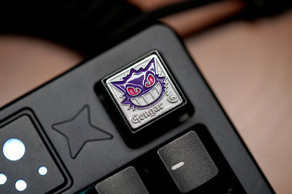 Pok é mon series, Gengar metal enamel material 1U personalized keycaps, anime and game creative decorative keycaps.