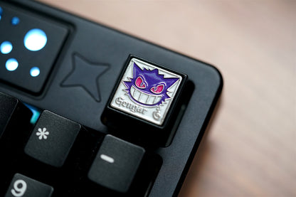 Pok é mon series, Gengar metal enamel material 1U personalized keycaps, anime and game creative decorative keycaps.