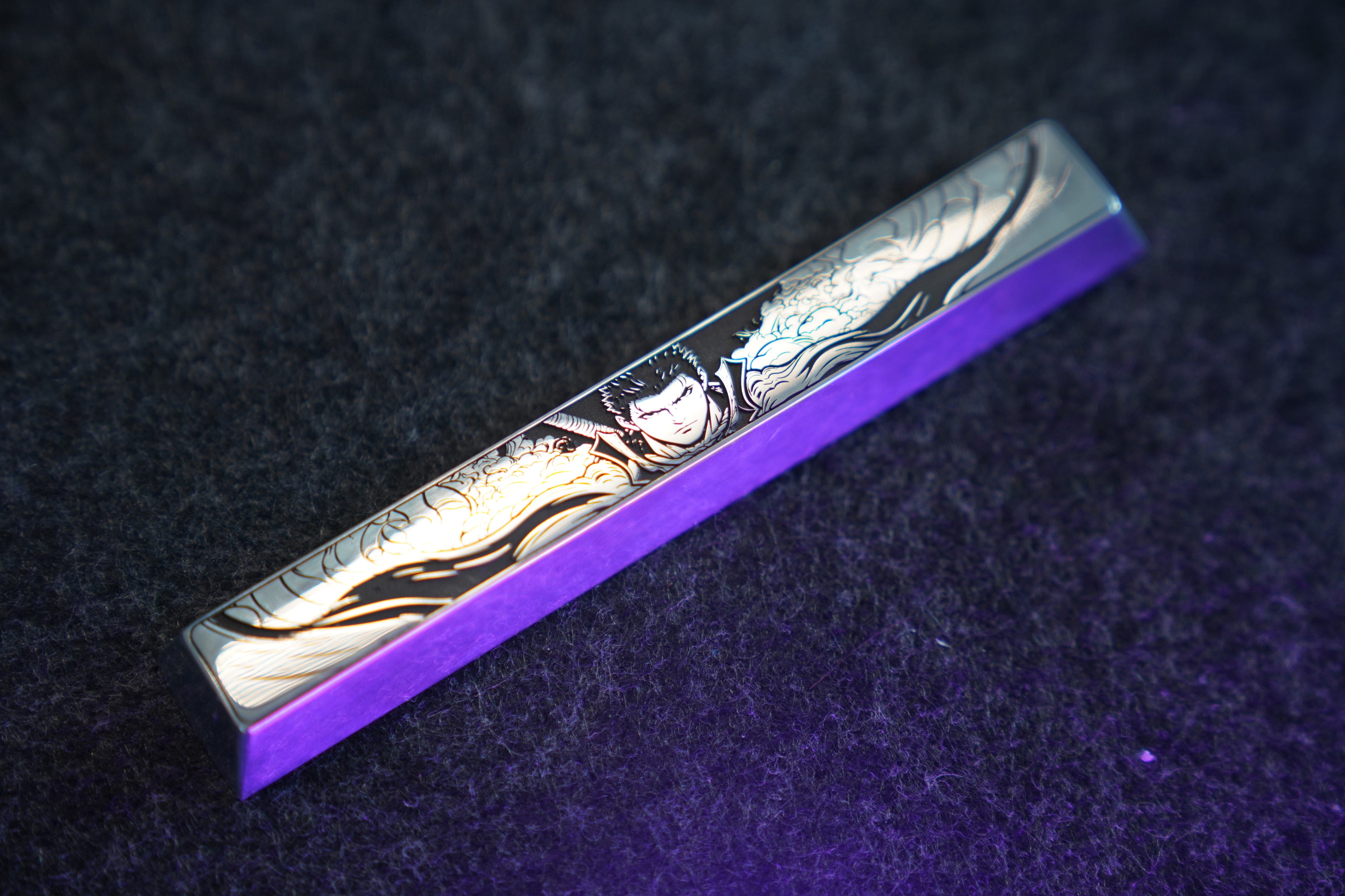 Berserk, Guts, 6.25U/7U spacebar metal personalized keycaps, anime, gaming, cultural and creative mechanical keyboard decorative keycaps