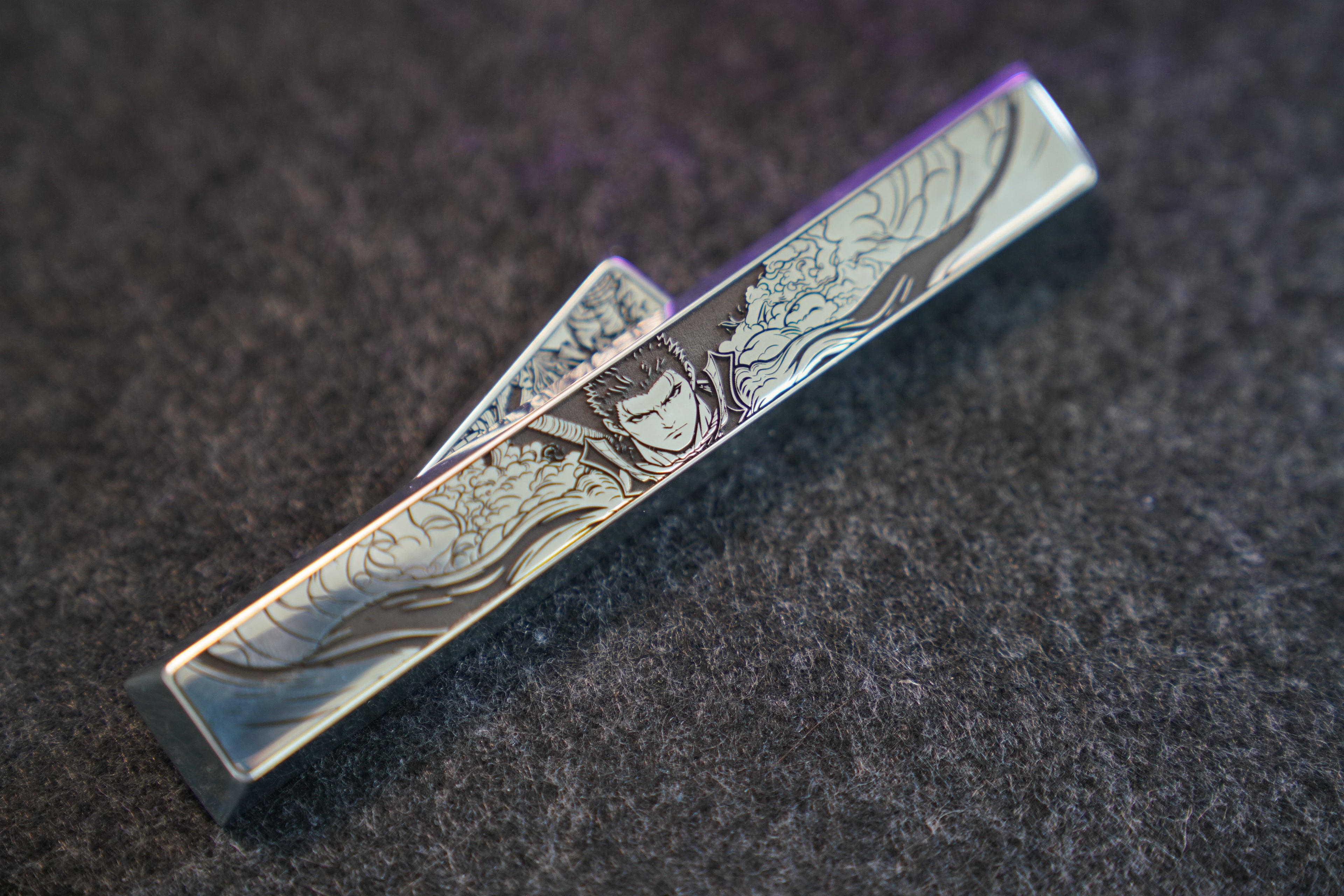 Berserk, Guts, 6.25U/7U spacebar metal personalized keycaps, anime, gaming, cultural and creative mechanical keyboard decorative keycaps