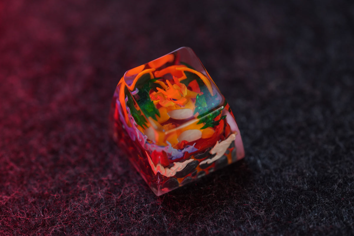 Pok é mon, Charizard，Crystal drops of glue，1U artisankeycaps， Cute keycaps around anime and games