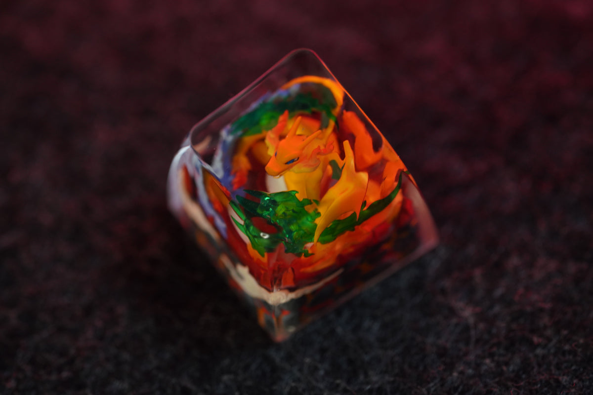 Pok é mon, Charizard，Crystal drops of glue，1U artisankeycaps， Cute keycaps around anime and games