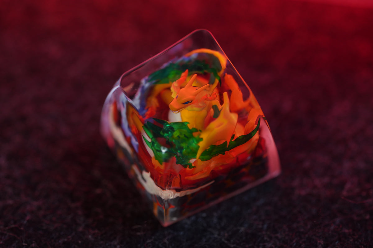 Pok é mon, Charizard，Crystal drops of glue，1U artisankeycaps， Cute keycaps around anime and games
