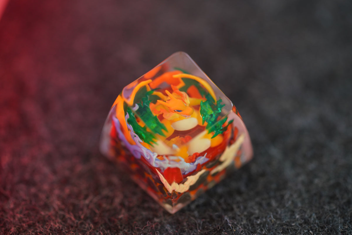 Pok é mon, Charizard，Crystal drops of glue，1U artisankeycaps， Cute keycaps around anime and games