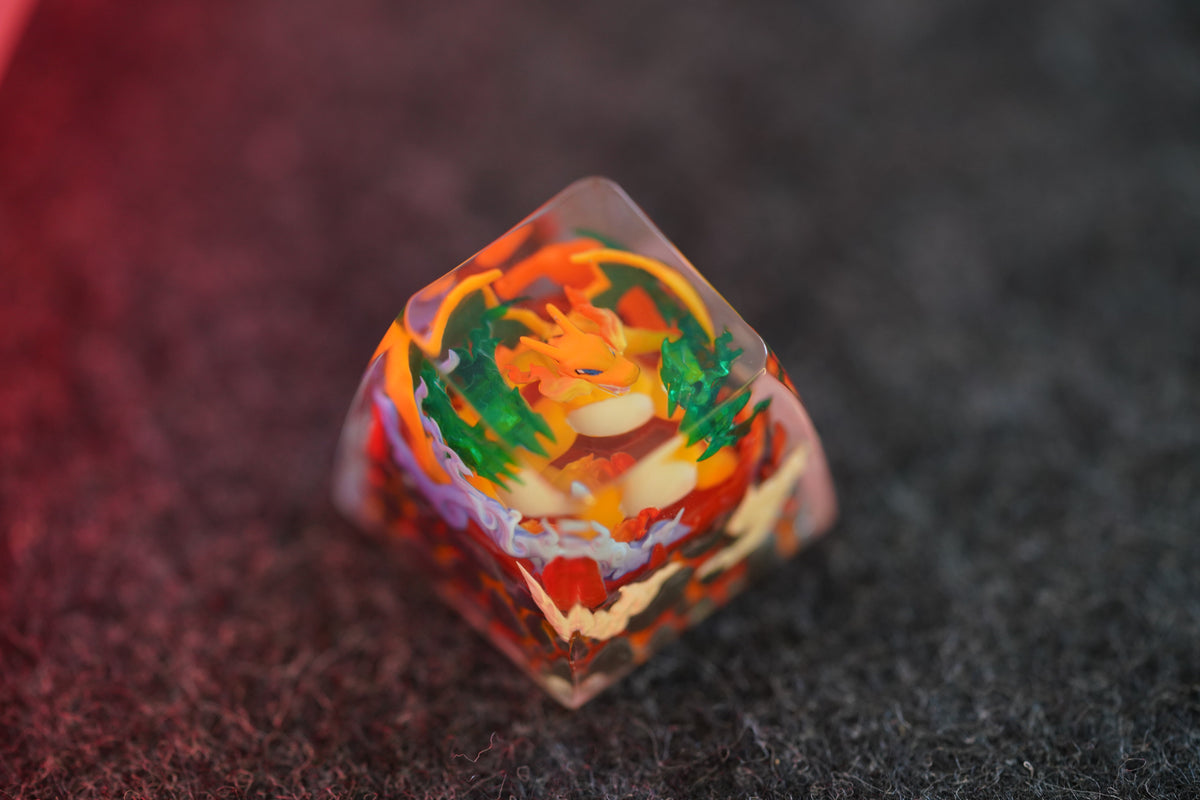 Pok é mon, Charizard，Crystal drops of glue，1U artisankeycaps， Cute keycaps around anime and games