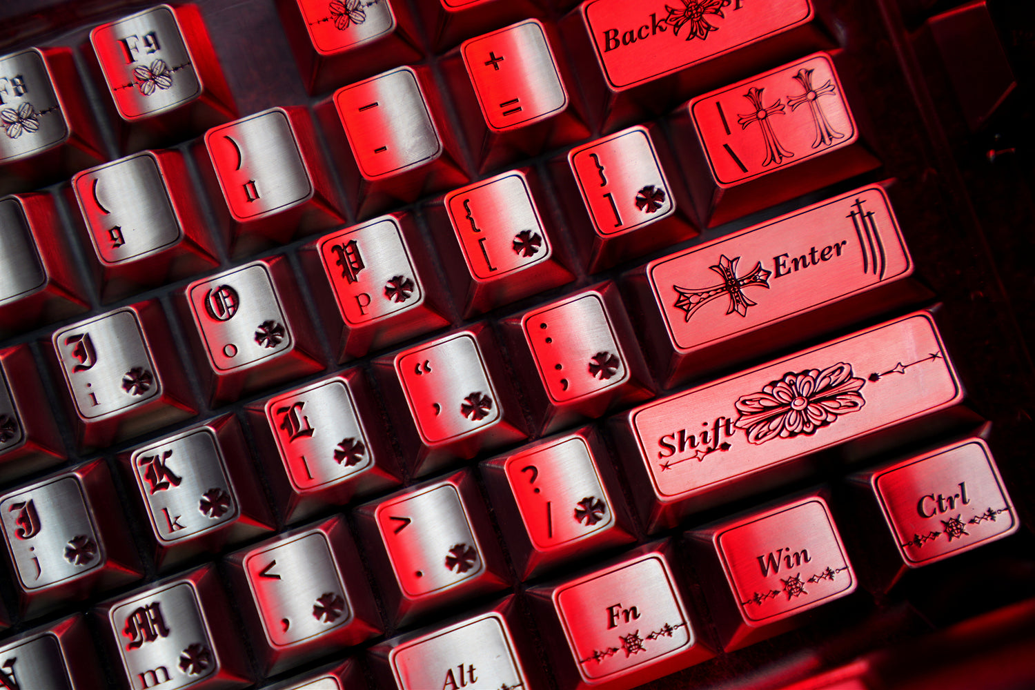 Chrome Hearts theme, metal personalized keycap set, trendy and fashionable keycap set.