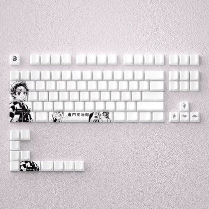 Demon Slayer Kimetsu no Yaiba series, Kamado Tanjiro theme, original high PBT material compatible MX switch mechanical keyboard, anime game theme set keycaps, mechanical keyboard replacement keycap set