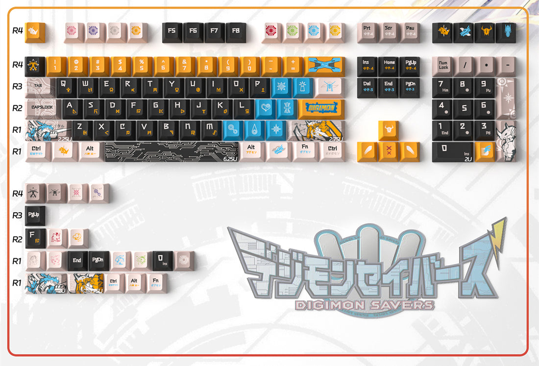 Digimon theme mechanical keyboard set keycap animation peripheral anime PBT sublimation original factory height