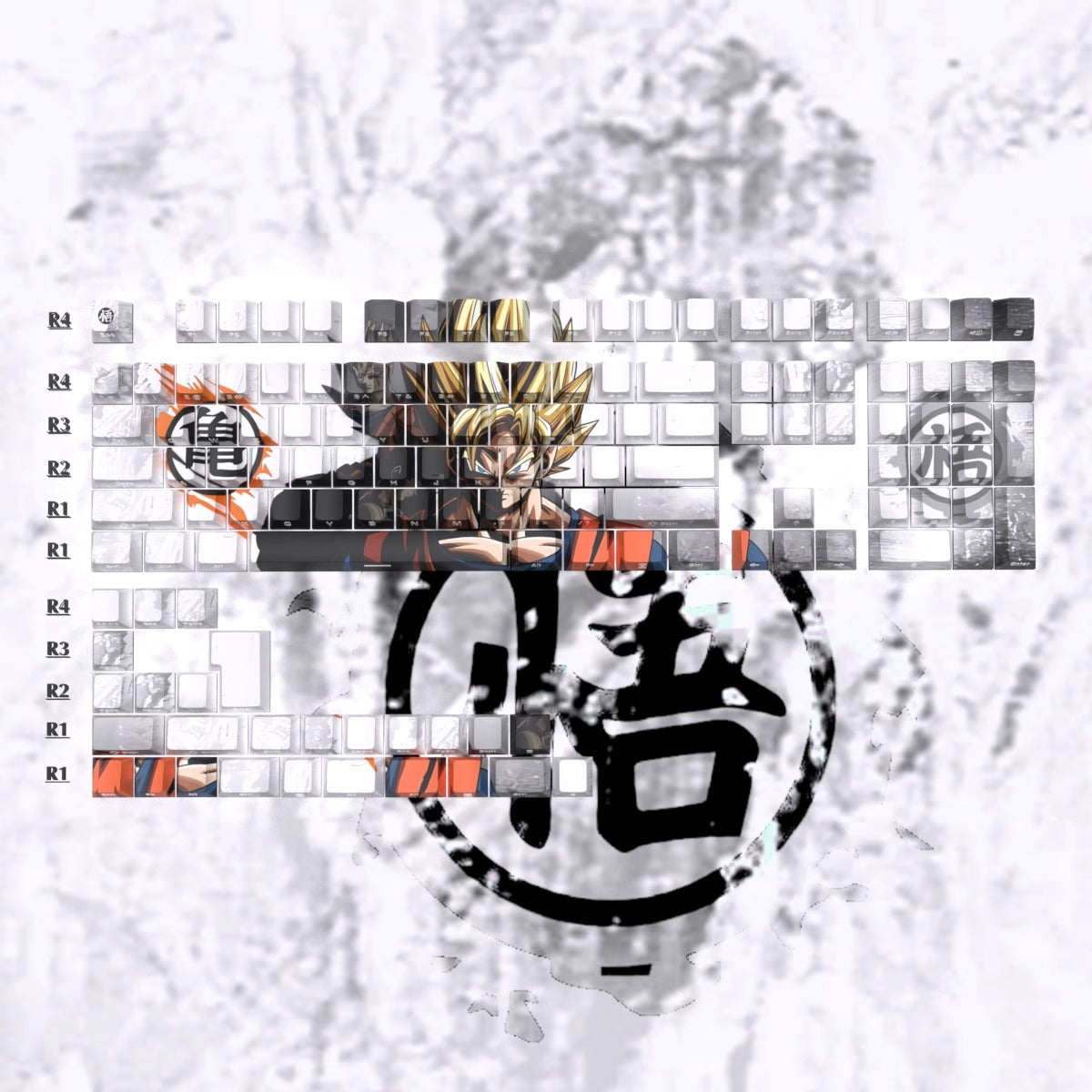 Dragon Ball theme, Son Goku, PBT material five sided sublimation, anime game series personalized set, decorative keycaps