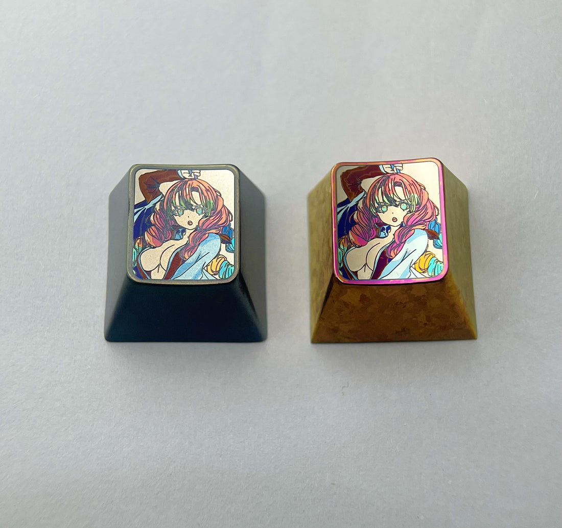 Demon Slayer, Kanroji Mitsuri, 1U titanium alloy black sandblasted personalized keycaps, anime and game character peripheral art metal keycaps