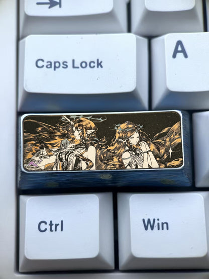 Wuthering Waves, Cartethyia 2.25U precision carved titanium alloy personalized keycaps, anime and game character creative metal carved decorative keycaps