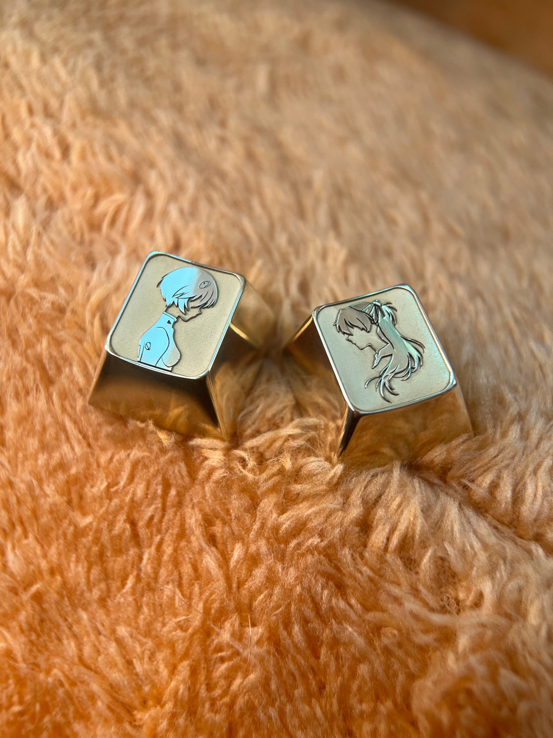 EVA,Asuka ,Ayanami Rei, Brass character side carving, personalized keycaps, decorative keycaps.