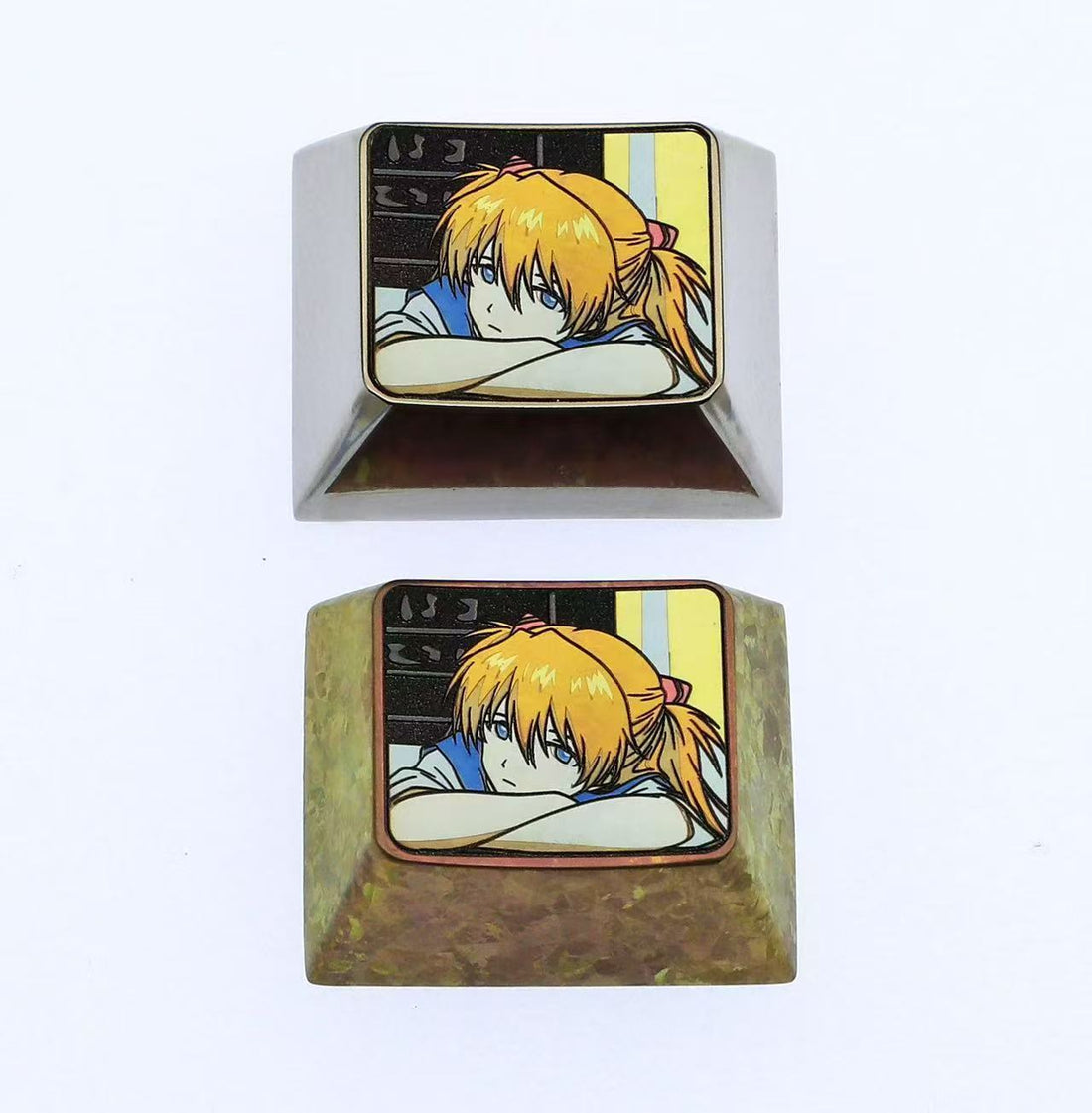 EVA, Asuka, 1.25U titanium alloy personalized keycaps, metal decorative keycaps around anime and game characters