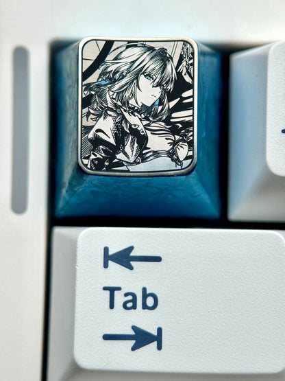 Wuthering Waves, GALBRENR, 1U precision carved titanium alloy personalized keycaps, anime and game creative metal carving custom decorative keycaps
