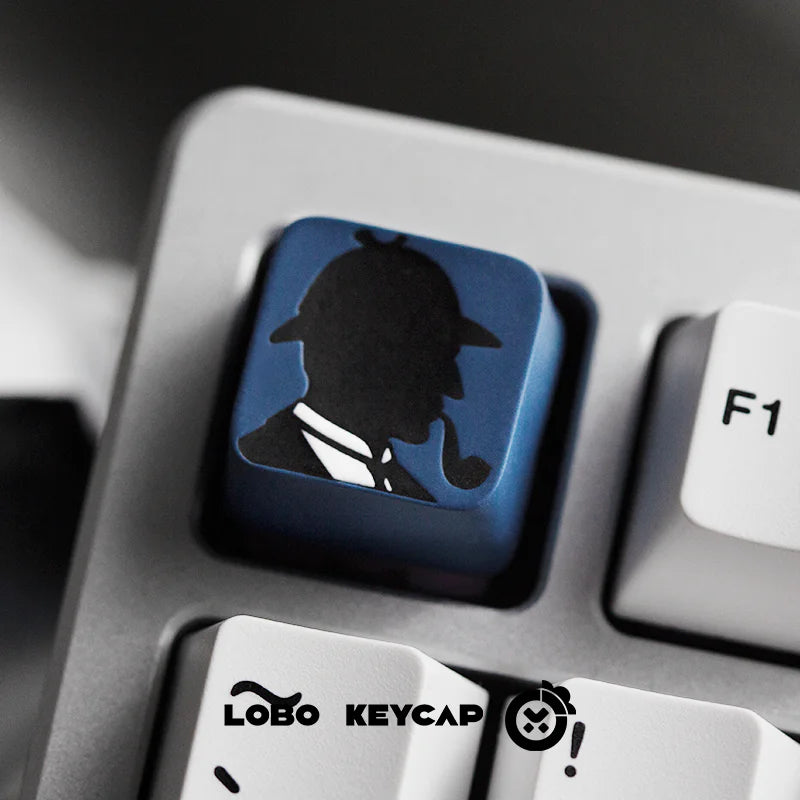 Sherlock Holmes silhouette multi-color resin molded personalized keycaps, artisankeycaps creative keycaps