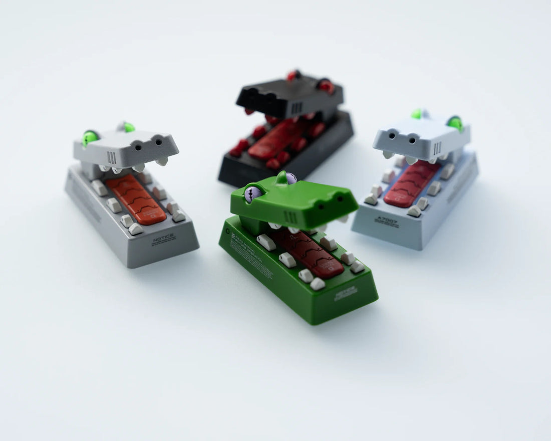 R2-Mechanical style little crocodile.2U Backspace Key artisankeycaps, Mouth can be opened and closed, PBT material personalized keycaps, keyboard decorative keycaps