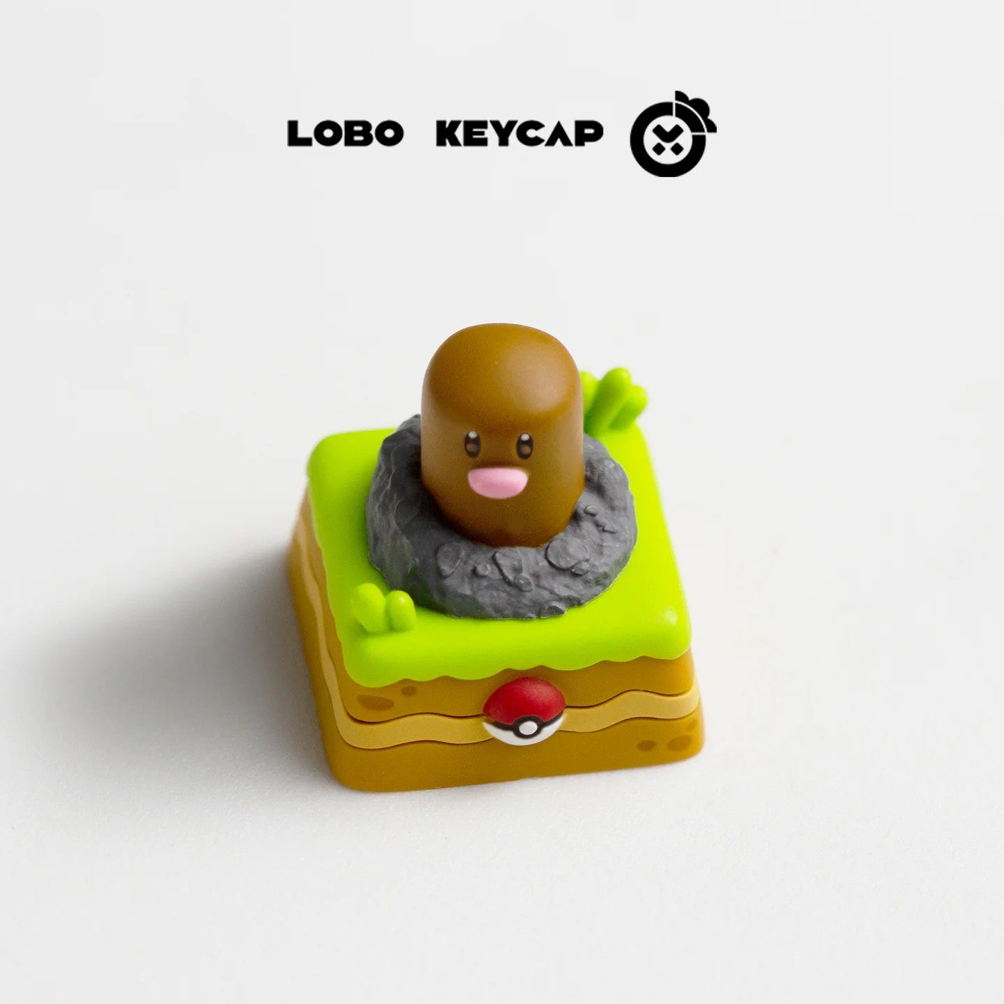 Pok é mon, Diglett， Multi colored resin molded handmade personalized keycaps, cute cartoon shaped decorative keycaps
