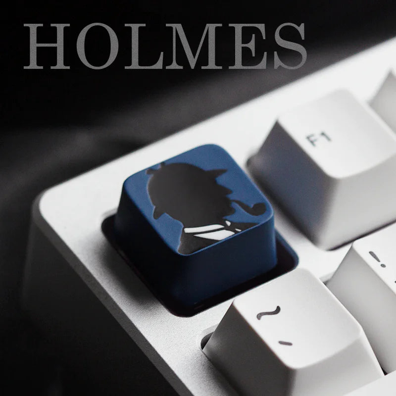 Sherlock Holmes silhouette multi-color resin molded personalized keycaps, artisankeycaps creative keycaps