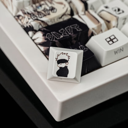 Jujutsu Kaisen themed keycaps, Itadori Yuji/Gojo Satoru PBT material personalized key cap set, animation game culture creative decoration key cap set, compatible with 61/64/68/75/84/87/104 key mechanical keyboard