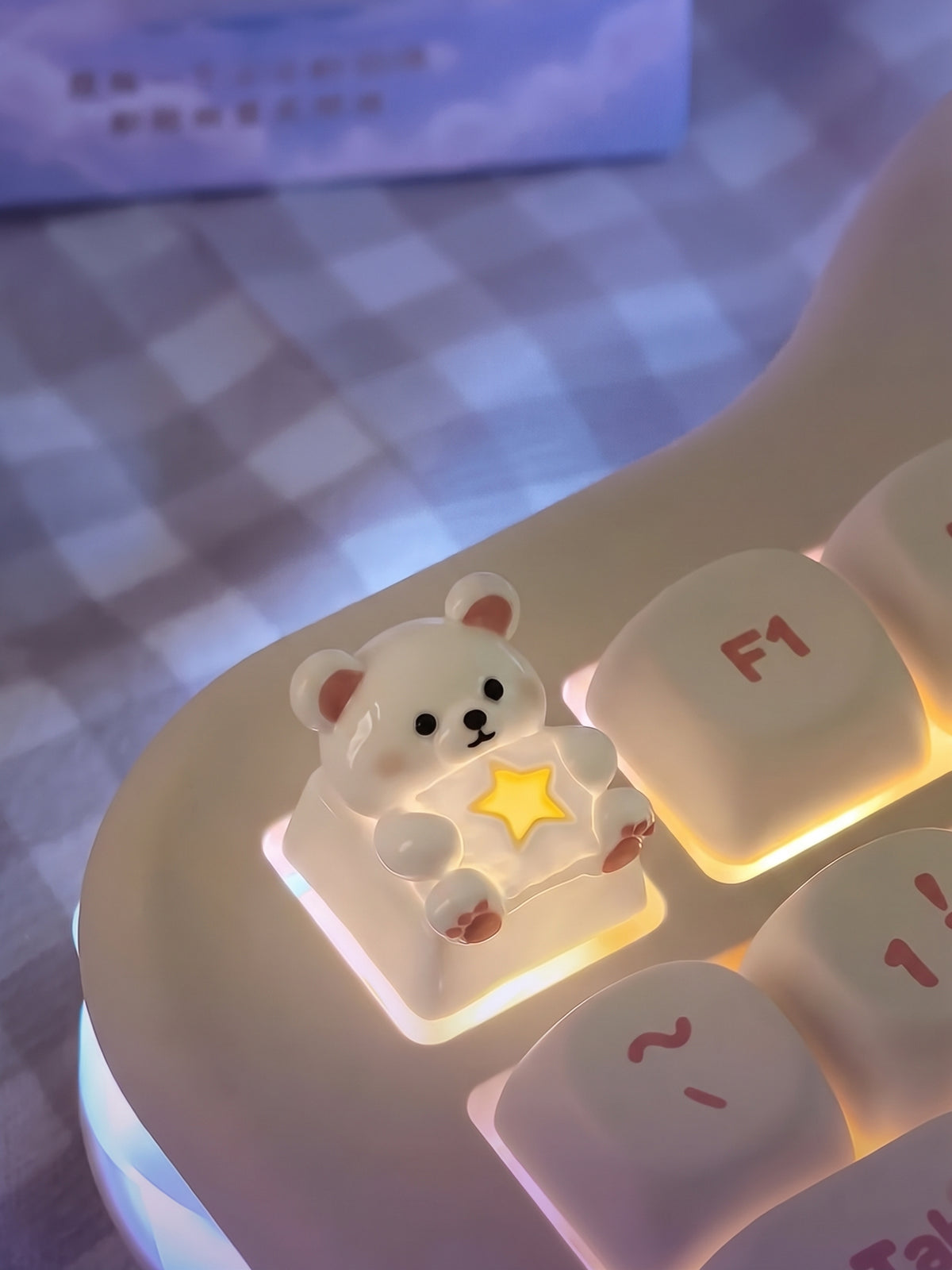 Wishing Star Bear Theme, personalized keycaps, Cute cartoon character design creative keycaps, mechanical keyboard decorative keycaps