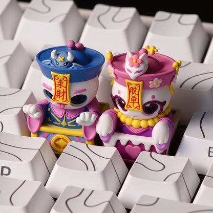 Chinese zombie, original design, multi-color resin molded personalized keycaps, cartoon image resin art keycaps, mechanical keyboard decorative keycaps