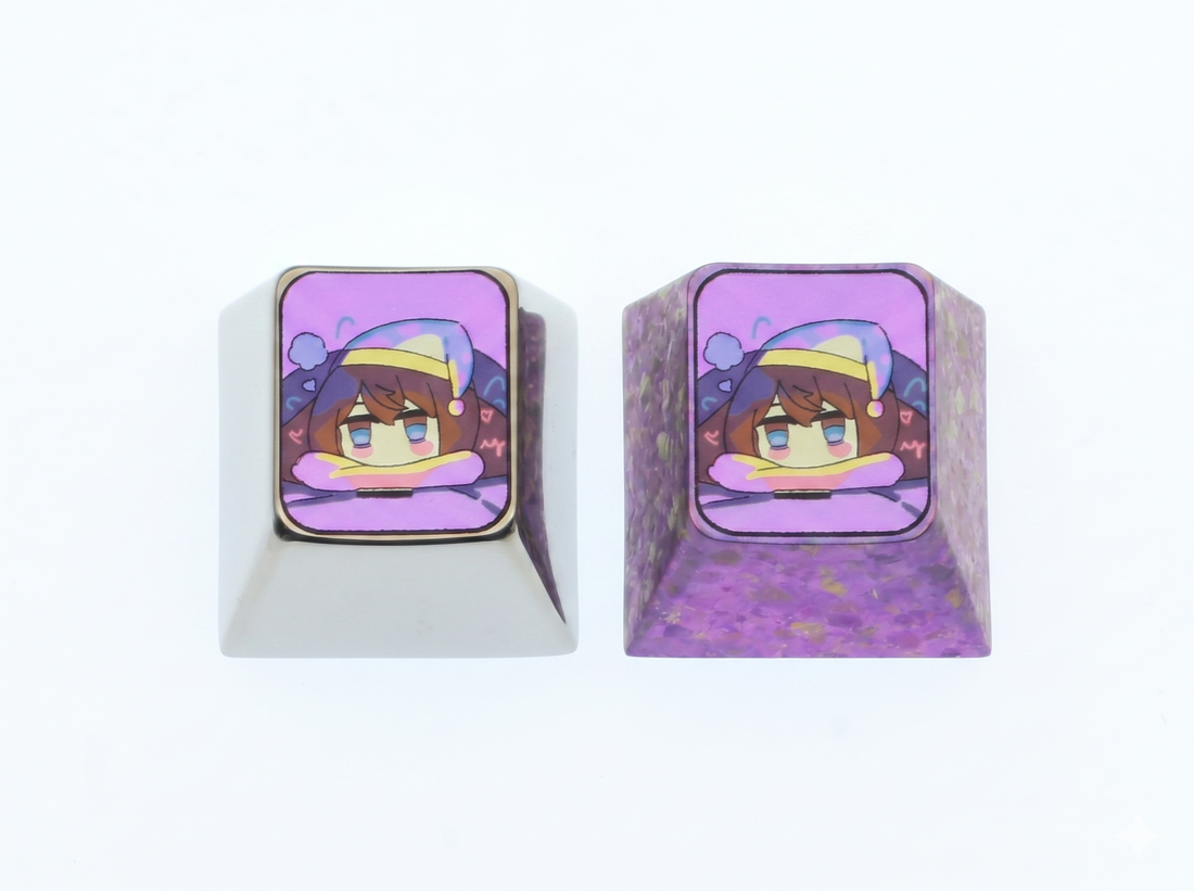 Honkai Impact 3, Cartoon version Seele Vollerei, 1U titanium alloy personalized keycaps, game culture creative metal decorative keycaps, mechanical keyboard game character keycaps