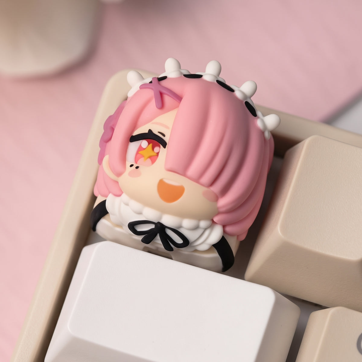 Re:Life in a different world from zero，Rem, resin molded personalized keycaps, mechanical keyboard resin decorative keycaps